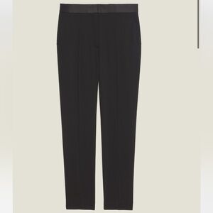 Sandro Paris Straight Elegant Black Dress Pants With Satin Inset